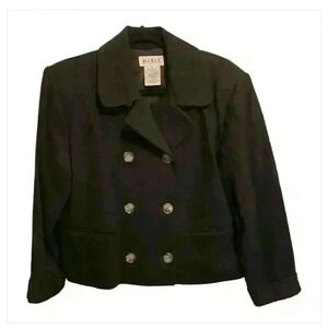 Mixit Women's Vintage Black Cropped Peacoat Jacket Size M